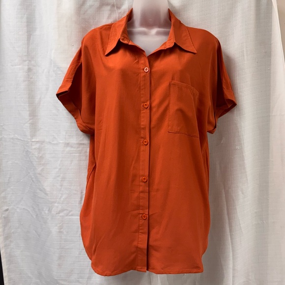 NWT Orange Button-Up Shirt - XL - Picture 1 of 5